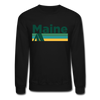 Maine Sweatshirt - Retro Camping Maine Crewneck Sweatshirt - black