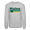 Maine Sweatshirt - Retro Camping Maine Crewneck Sweatshirt - heather gray