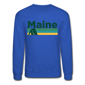 Maine Sweatshirt - Retro Camping Maine Crewneck Sweatshirt - royal blue