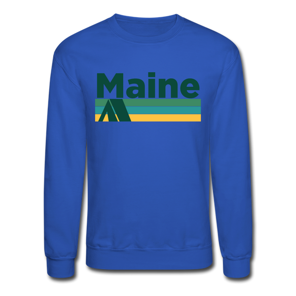 Maine Sweatshirt - Retro Camping Maine Crewneck Sweatshirt - royal blue