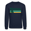 Maine Sweatshirt - Retro Camping Maine Crewneck Sweatshirt - navy