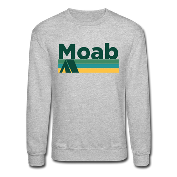 Moab, Utah Sweatshirt - Retro Camping Moab Crewneck Sweatshirt - heather gray