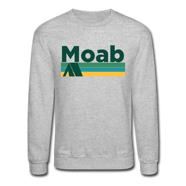 Moab, Utah Sweatshirt - Retro Camping Moab Crewneck Sweatshirt - heather gray