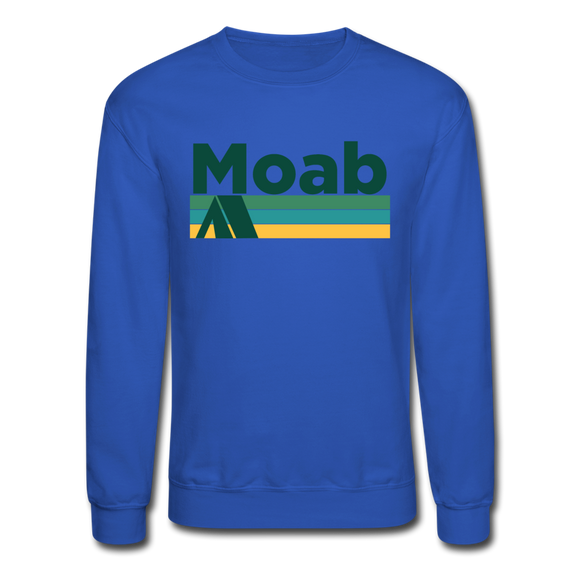 Moab, Utah Sweatshirt - Retro Camping Moab Crewneck Sweatshirt - royal blue