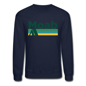 Moab, Utah Sweatshirt - Retro Camping Moab Crewneck Sweatshirt - navy