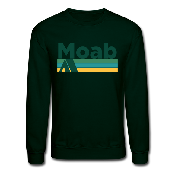 Moab, Utah Sweatshirt - Retro Camping Moab Crewneck Sweatshirt - forest green