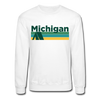 Michigan Sweatshirt - Retro Camping Michigan Crewneck Sweatshirt - white
