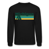Michigan Sweatshirt - Retro Camping Michigan Crewneck Sweatshirt - black