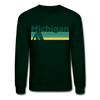 Michigan Sweatshirt - Retro Camping Michigan Crewneck Sweatshirt - forest green