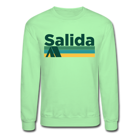 Salida, Colorado Sweatshirt - Retro Camping Salida Crewneck Sweatshirt - lime