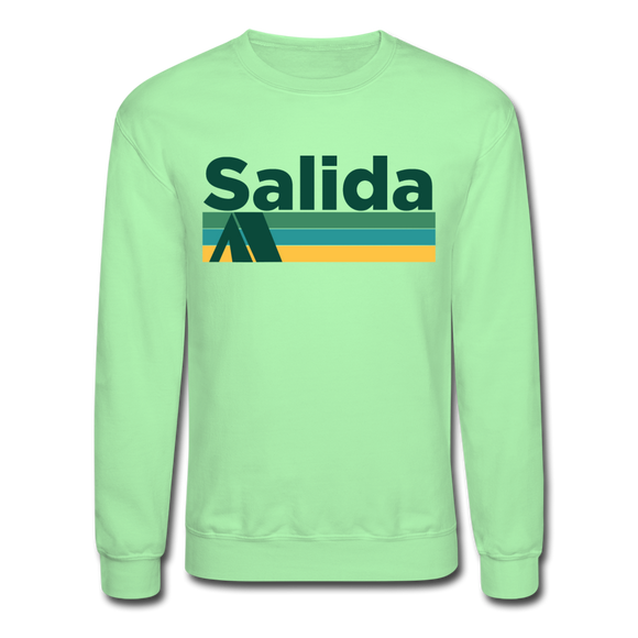 Salida, Colorado Sweatshirt - Retro Camping Salida Crewneck Sweatshirt - lime