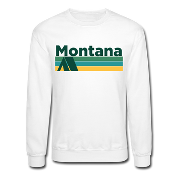 Montana Sweatshirt - Retro Camping Montana Crewneck Sweatshirt - white