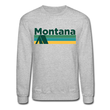 Montana Sweatshirt - Retro Camping Montana Crewneck Sweatshirt - heather gray