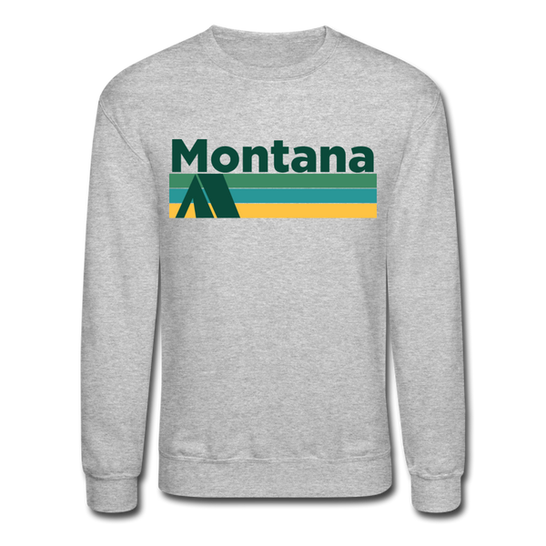 Montana Sweatshirt - Retro Camping Montana Crewneck Sweatshirt - heather gray