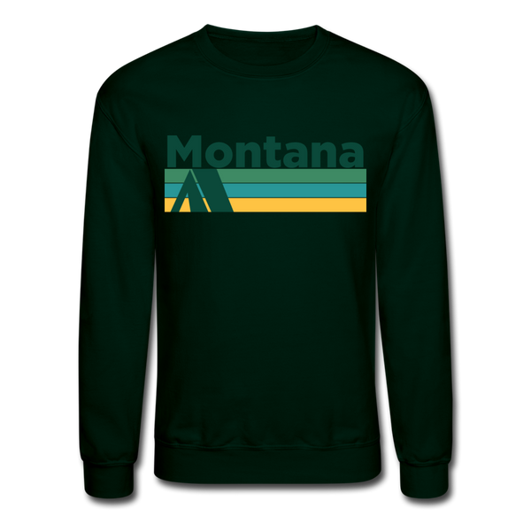 Montana Sweatshirt - Retro Camping Montana Crewneck Sweatshirt - forest green