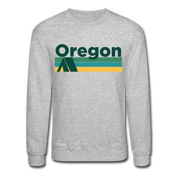 Oregon Sweatshirt - Retro Camping Oregon Crewneck Sweatshirt - heather gray