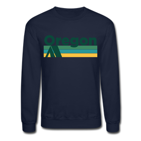 Oregon Sweatshirt - Retro Camping Oregon Crewneck Sweatshirt - navy