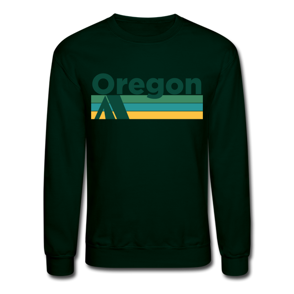 Oregon Sweatshirt - Retro Camping Oregon Crewneck Sweatshirt - forest green