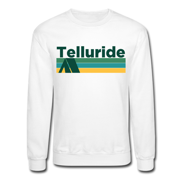 Telluride, Colorado Sweatshirt - Retro Camping Telluride Crewneck Sweatshirt - white