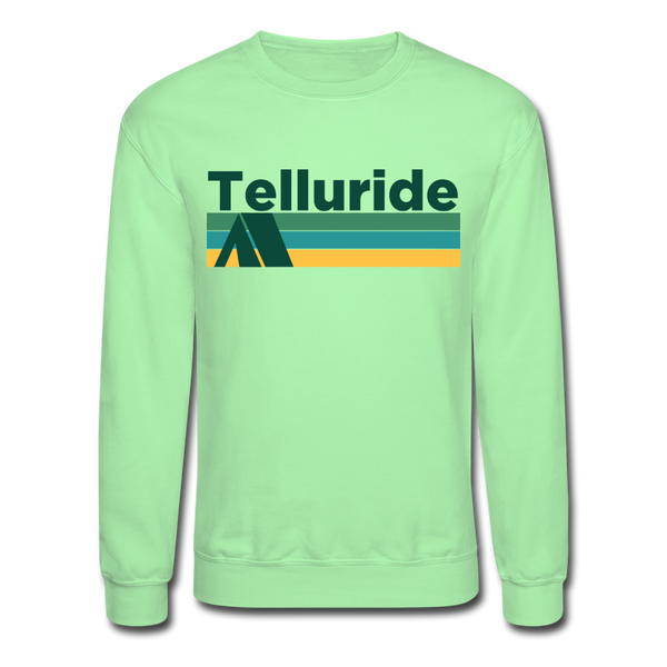 Telluride, Colorado Sweatshirt - Retro Camping Telluride Crewneck Sweatshirt - lime