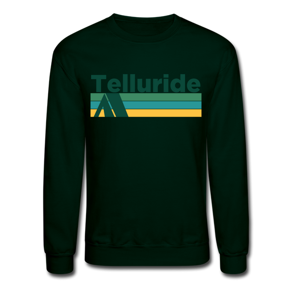 Telluride, Colorado Sweatshirt - Retro Camping Telluride Crewneck Sweatshirt - forest green