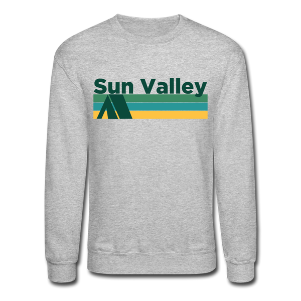 Sun Valley, Idaho Sweatshirt - Retro Camping Sun Valley Crewneck Sweatshirt - heather gray