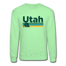 Utah Sweatshirt - Retro Camping Utah Crewneck Sweatshirt - lime