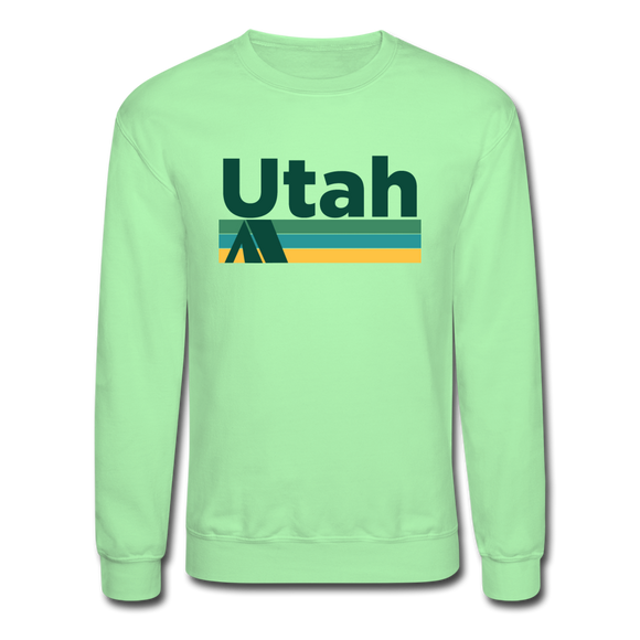 Utah Sweatshirt - Retro Camping Utah Crewneck Sweatshirt - lime