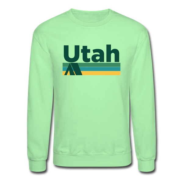 Utah Sweatshirt - Retro Camping Utah Crewneck Sweatshirt - lime