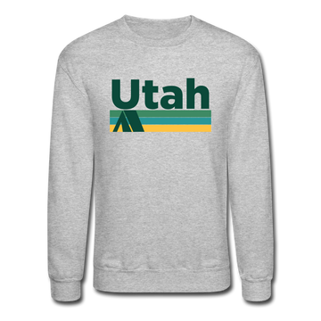 Utah Sweatshirt - Retro Camping Utah Crewneck Sweatshirt - heather gray