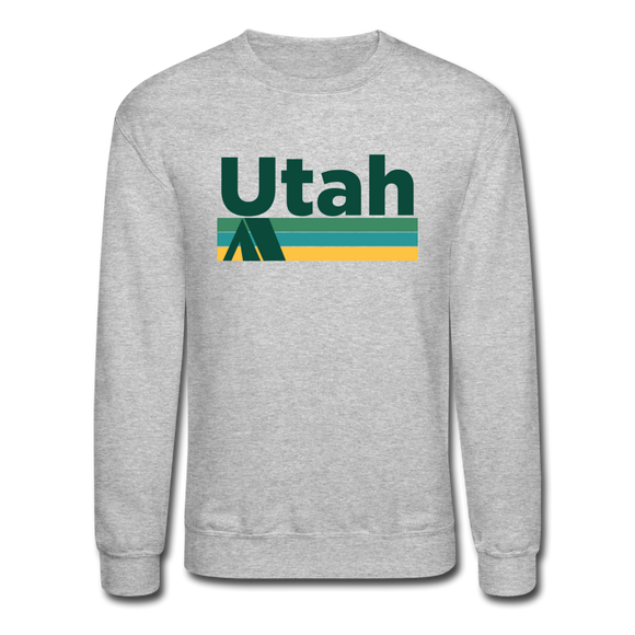 Utah Sweatshirt - Retro Camping Utah Crewneck Sweatshirt - heather gray