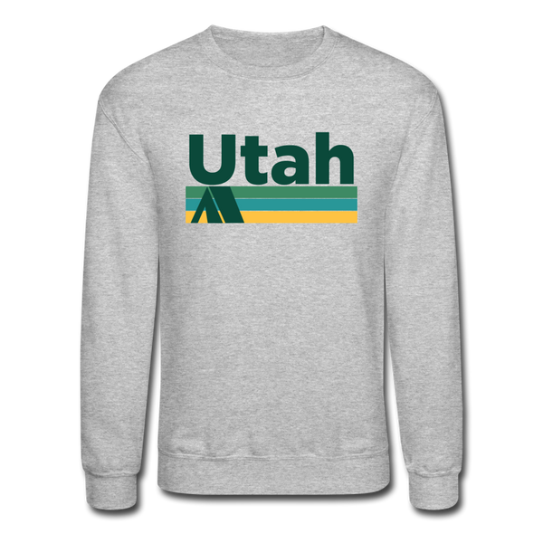 Utah Sweatshirt - Retro Camping Utah Crewneck Sweatshirt - heather gray