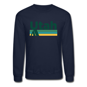 Utah Sweatshirt - Retro Camping Utah Crewneck Sweatshirt - navy