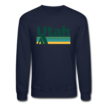 Utah Sweatshirt - Retro Camping Utah Crewneck Sweatshirt - navy
