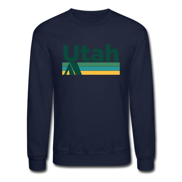 Utah Sweatshirt - Retro Camping Utah Crewneck Sweatshirt - navy