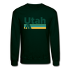 Utah Sweatshirt - Retro Camping Utah Crewneck Sweatshirt - forest green