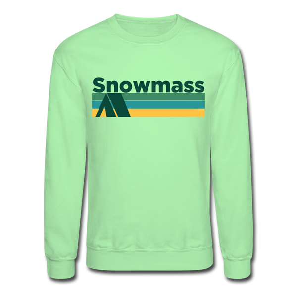 Snowmass, Colorado Sweatshirt - Retro Camping Snowmass Crewneck Sweatshirt - lime