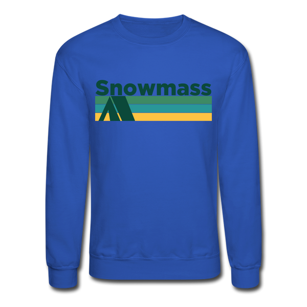 Snowmass, Colorado Sweatshirt - Retro Camping Snowmass Crewneck Sweatshirt - royal blue