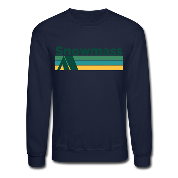 Snowmass, Colorado Sweatshirt - Retro Camping Snowmass Crewneck Sweatshirt - navy