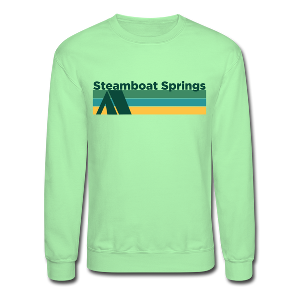 Steamboat Springs, Colorado Sweatshirt - Retro Camping Steamboat Springs Crewneck Sweatshirt - lime