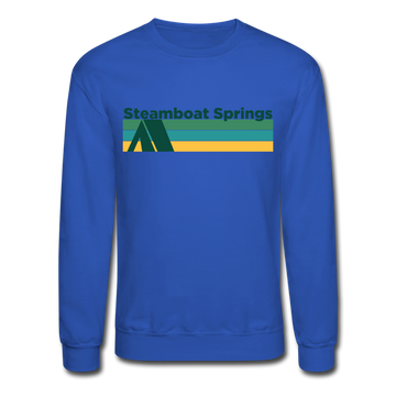 Steamboat Springs, Colorado Sweatshirt - Retro Camping Steamboat Springs Crewneck Sweatshirt - royal blue