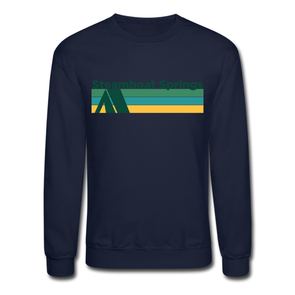 Steamboat Springs, Colorado Sweatshirt - Retro Camping Steamboat Springs Crewneck Sweatshirt - navy