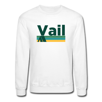 Vail, Colorado Sweatshirt - Retro Camping Vail Crewneck Sweatshirt - white
