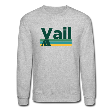 Vail, Colorado Sweatshirt - Retro Camping Vail Crewneck Sweatshirt - heather gray