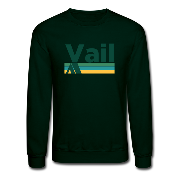 Vail, Colorado Sweatshirt - Retro Camping Vail Crewneck Sweatshirt - forest green