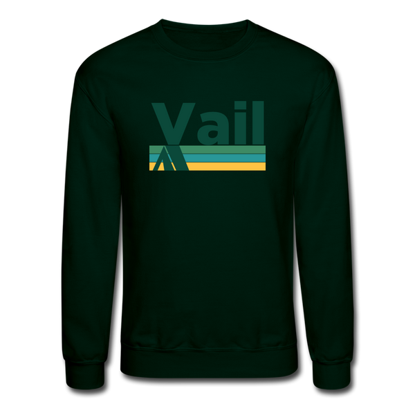 Vail, Colorado Sweatshirt - Retro Camping Vail Crewneck Sweatshirt - forest green