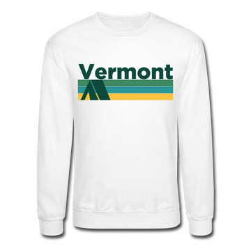 Vermont Sweatshirt - Retro Camping Vermont Crewneck Sweatshirt - white