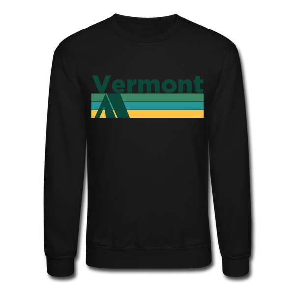 Vermont Sweatshirt - Retro Camping Vermont Crewneck Sweatshirt - black