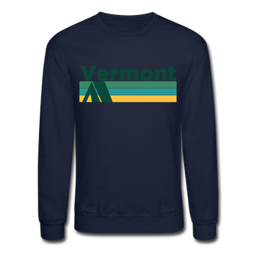 Vermont Sweatshirt - Retro Camping Vermont Crewneck Sweatshirt - navy