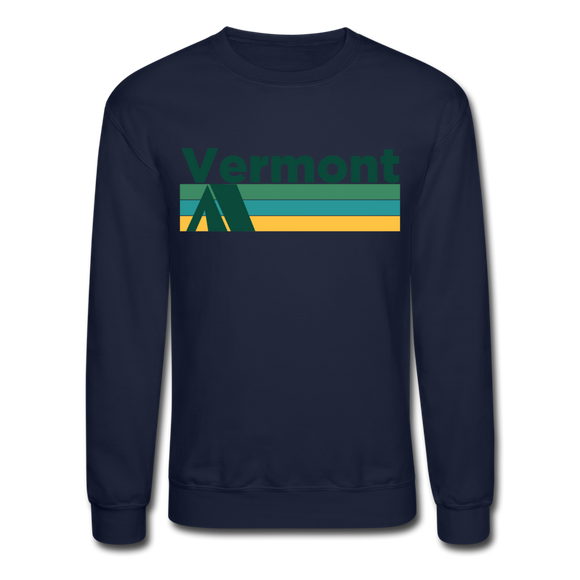 Vermont Sweatshirt - Retro Camping Vermont Crewneck Sweatshirt - navy